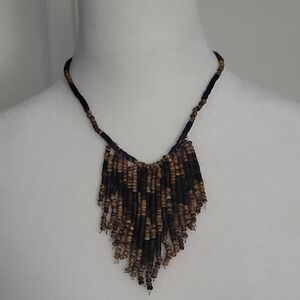 Elegant Black and Brown Beaded Necklace